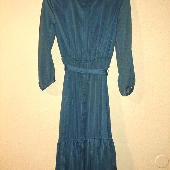NWT Point Sur Faux-wrap Dress In Lurex Crinkle Chiffon - Picture 8 of 9